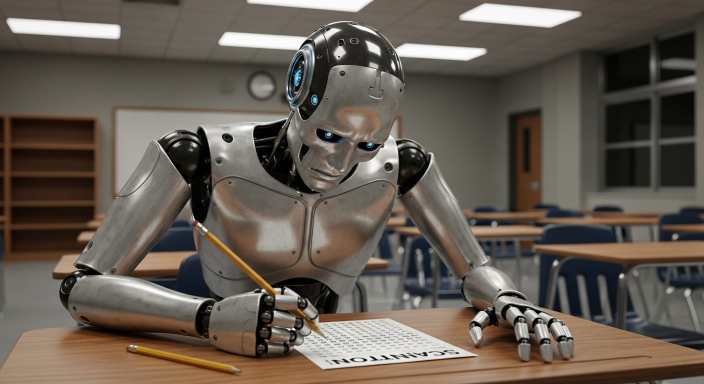 robot taking test